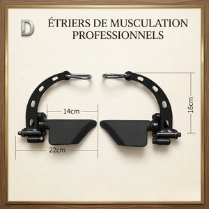Black professional weightlifting straps with measurements on a beige background