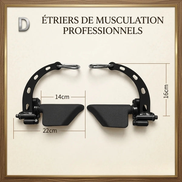 Black professional weightlifting straps with measurements on a beige background
