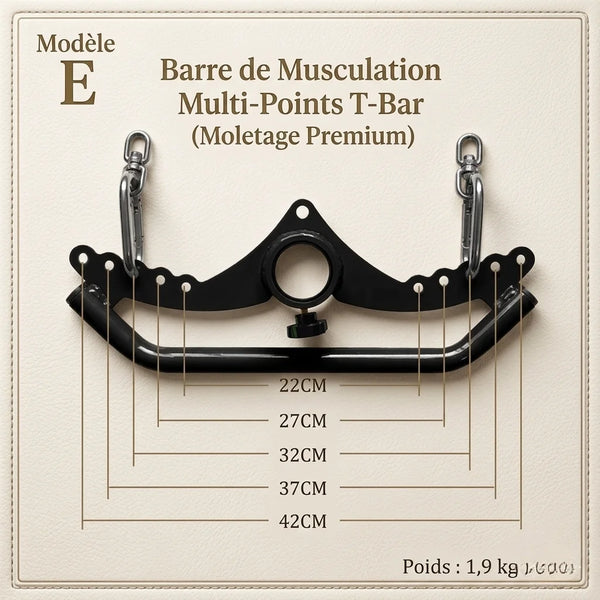 Black T-Bar with measurements and specifications on a beige background